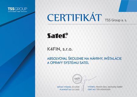 Certifikát satel omnius s. r. o.