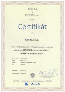 Certifikát CENKROS omnius s. r. o.